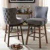 Baxton Studio Gradisca Swivel Bar Stool 2-piece Set Medium Gray