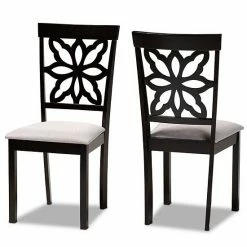 Baxton Studio Samwell Dining Chair 2-piece Set Sand Dark Brown