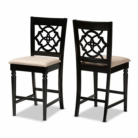 Baxton Studio Arden Counter Stool 2-piece Set Beige 6 Baxton Studio Arden Counter Stool 2-piece Set Beige - Image 6