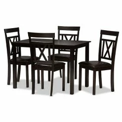 Baxton Studio Modern Espresso X-Back Chair & Table Dining 5-piece Set