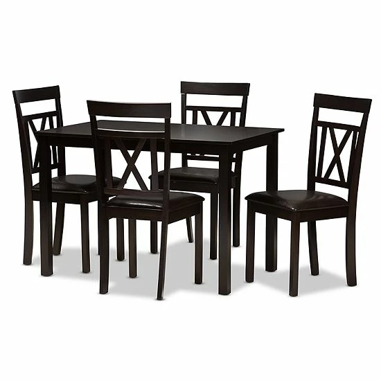 Baxton Studio Modern Espresso X-Back Chair & Table Dining 5-piece Set 1 Baxton Studio Modern Espresso X-Back Chair & Table Dining 5-piece Set