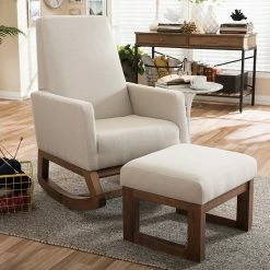 Baxton Studio Mid-Century Rocking Chair & Stool 2-piece Set Gray -Baxton Studio Sales unnamed file 1648