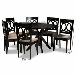 Baxton Studio Sanne Dining Table & Chair 7-piece Set Sand Dark Brown -Baxton Studio Sales unnamed file 1657