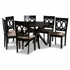 Baxton Studio Sanne Dining Table & Chair 7-piece Set Sand Dark Brown -Baxton Studio Sales unnamed file 1658