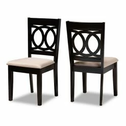 Baxton Studio Lenoir Dining Chair 2-piece Set Gray Espresso