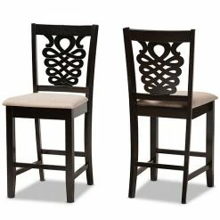 Baxton Studio Gervais Counter Stool 2-piece Set Walnut Brown