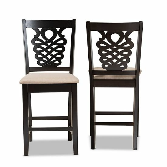 Baxton Studio Gervais Counter Stool 2-piece Set Walnut Brown 2 Baxton Studio Gervais Counter Stool 2-piece Set Walnut Brown - Image 2