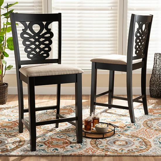 Baxton Studio Gervais Counter Stool 2-piece Set Walnut Brown 6 Baxton Studio Gervais Counter Stool 2-piece Set Walnut Brown - Image 6
