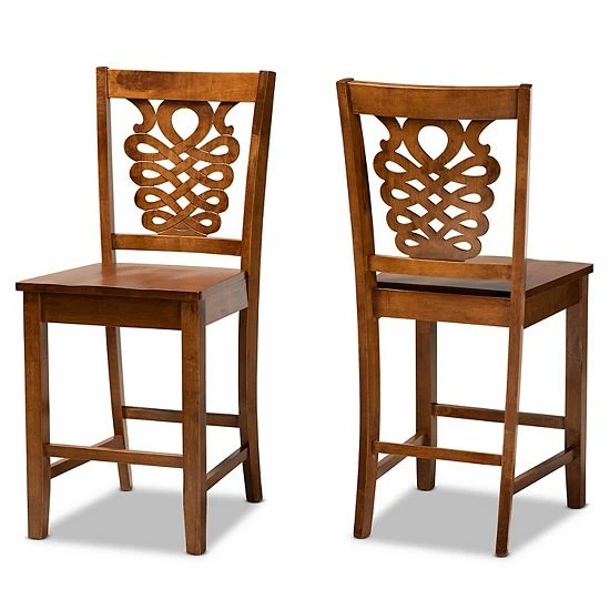 Baxton Studio Gervais Counter Stool 2-piece Set Walnut Brown 7 Baxton Studio Gervais Counter Stool 2-piece Set Walnut Brown - Image 7