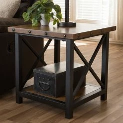Baxton Studio Herzen Rustic Industrial End Table