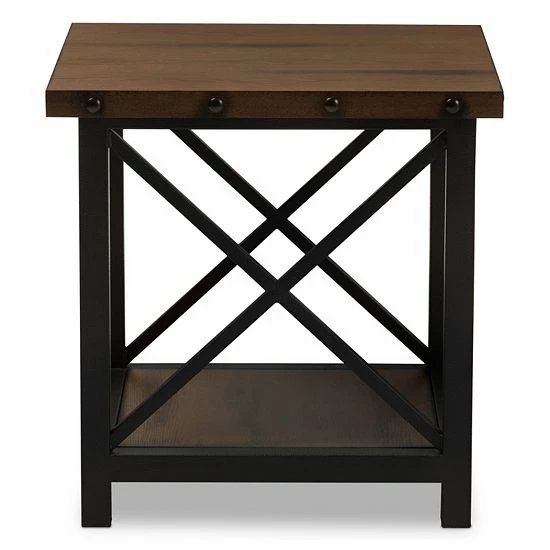 Baxton Studio Herzen Rustic Industrial End Table 3 Baxton Studio Herzen Rustic Industrial End Table - Image 3