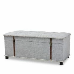 Baxton Studio Kyra Tufted Latch Storage Ottoman Grey