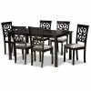 Baxton Studio Dallas Dining Table & Chair 7-piece Set Gray Dark Brown