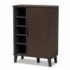 Baxton Studio Idina 1-Door Shoe Cabinet Walnut Gray Dark Brown