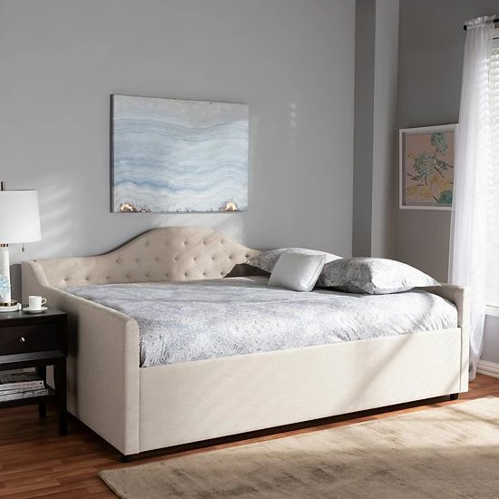 Baxton Studio Eliza Daybed Beige Khaki 2 Baxton Studio Eliza Daybed Beige Khaki - Image 2