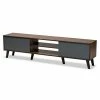 Baxton Studio Clapton TV Stand Gray Oak Brown