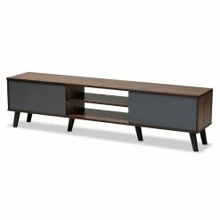 Baxton Studio Clapton TV Stand Gray Oak Brown