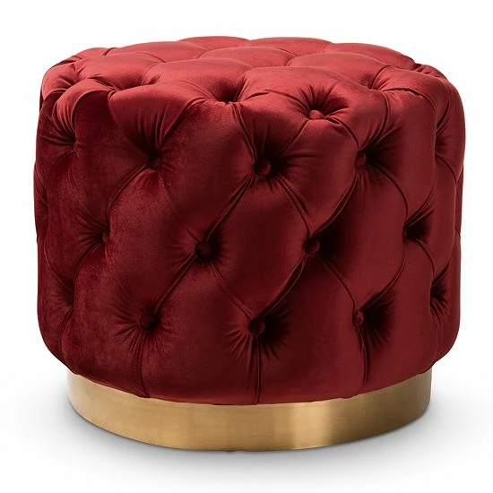 Baxton Studio Valeria Ottoman Red 6 Baxton Studio Valeria Ottoman Red - Image 6