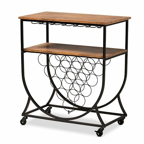 Baxton Studio Dania Wine Bar Cart 1 Baxton Studio Dania Wine Bar Cart