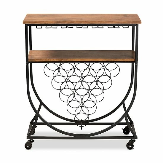 Baxton Studio Dania Wine Bar Cart 2 Baxton Studio Dania Wine Bar Cart - Image 2