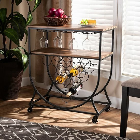 Baxton Studio Dania Wine Bar Cart 6 Baxton Studio Dania Wine Bar Cart - Image 6