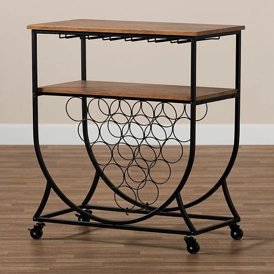 Baxton Studio Dania Wine Bar Cart 7 Baxton Studio Dania Wine Bar Cart - Image 7
