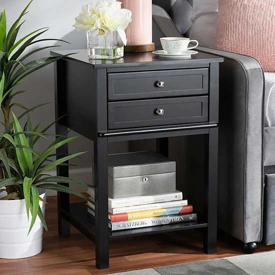 Baxton Studio Willow Nightstand Table White 2 Baxton Studio Willow Nightstand Table White - Image 2