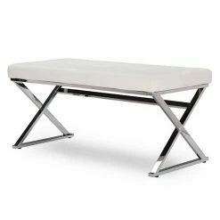 Baxton Studio Herald White Upholstered Bench