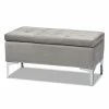 Baxton Studio Mabel Ottoman Gray Silver