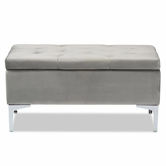 Baxton Studio Mabel Ottoman Gray Silver 4 Baxton Studio Mabel Ottoman Gray Silver - Image 4