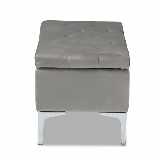 Baxton Studio Mabel Ottoman Gray Silver 5 Baxton Studio Mabel Ottoman Gray Silver - Image 5