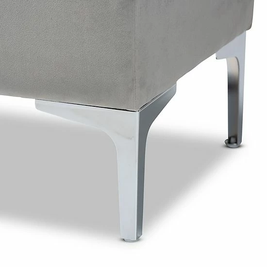 Baxton Studio Mabel Ottoman Gray Silver 7 Baxton Studio Mabel Ottoman Gray Silver - Image 7