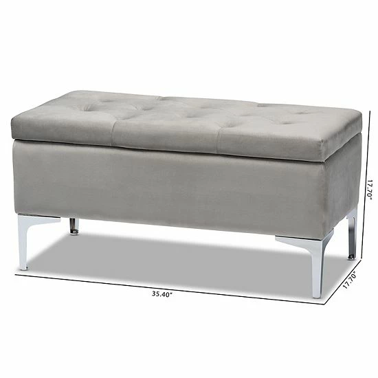 Baxton Studio Mabel Ottoman Gray Silver 8 Baxton Studio Mabel Ottoman Gray Silver - Image 8