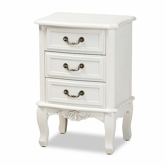 Baxton Studio Gabrielle 3-Drawer Nightstand Table 1 Baxton Studio Gabrielle 3-Drawer Nightstand Table
