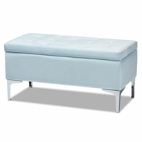 Baxton Studio Mabel Ottoman Gray Silver 11 Baxton Studio Mabel Ottoman Gray Silver - Image 11