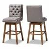 Baxton Studio Gregory Bar Stool 2-piece Set Light Gray Dark Brown