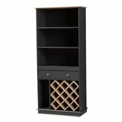 Baxton Studio Mattia Wine Cabinet Gray
