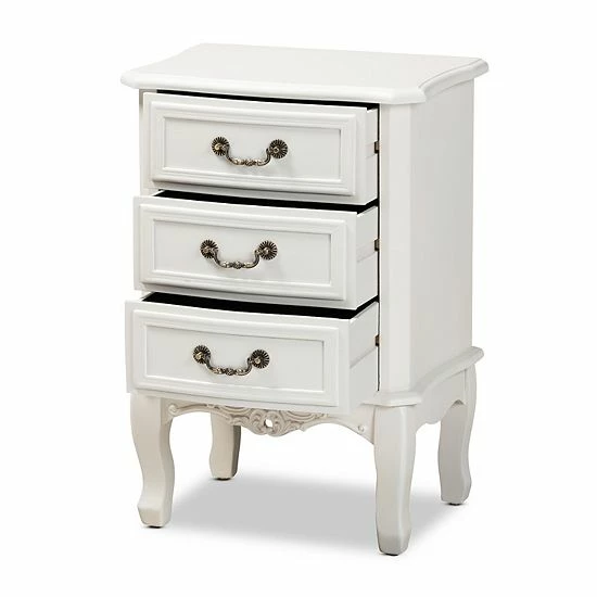 Baxton Studio Gabrielle 3-Drawer Nightstand Table 3 Baxton Studio Gabrielle 3-Drawer Nightstand Table - Image 3