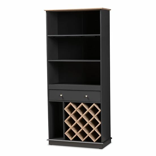 Baxton Studio Mattia Wine Cabinet Gray 7 Baxton Studio Mattia Wine Cabinet Gray - Image 7