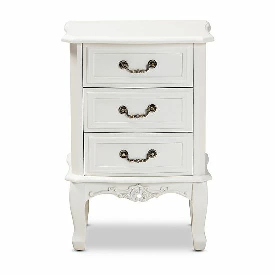 Baxton Studio Gabrielle 3-Drawer Nightstand Table 4 Baxton Studio Gabrielle 3-Drawer Nightstand Table - Image 4
