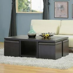 Baxton Studio Prescott 5-Piece Modern Table & Stool Set