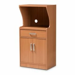 Baxton Studio Lowell Walnut Kitchen Storage Cabinet