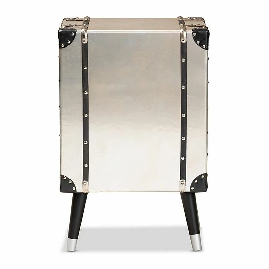 Baxton Studio Dilan Silver 3-Drawer Nightstand 7 Baxton Studio Dilan Silver 3-Drawer Nightstand - Image 7