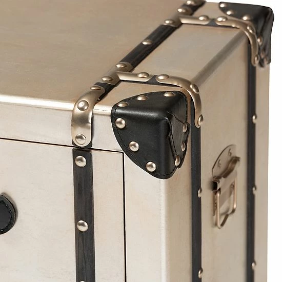 Baxton Studio Dilan Silver 3-Drawer Nightstand 9 Baxton Studio Dilan Silver 3-Drawer Nightstand - Image 9