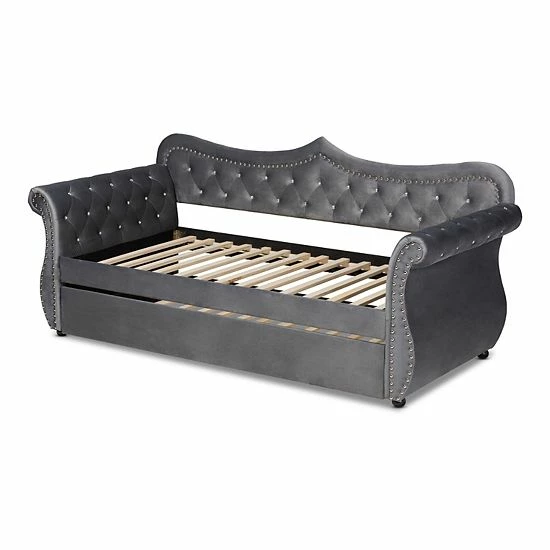 Baxton Studio Abbie Twin Daybed & Trundle Light Blue 1 Baxton Studio Abbie Twin Daybed & Trundle Light Blue