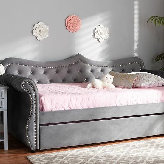 Baxton Studio Abbie Twin Daybed & Trundle Light Blue 2 Baxton Studio Abbie Twin Daybed & Trundle Light Blue - Image 2