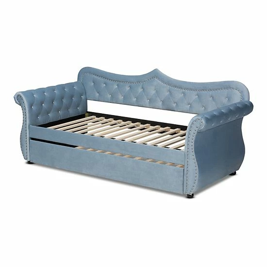Baxton Studio Abbie Twin Daybed & Trundle Light Blue 7 Baxton Studio Abbie Twin Daybed & Trundle Light Blue - Image 7