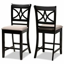 Baxton Studio Chandler Counter Stool 2-piece Set Gray Espresso