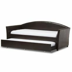 Baxton Studio London Faux-Leather Arched Twin Daybed & Trundle Brown 9 Baxton Studio London Faux-Leather Arched Twin Daybed & Trundle Brown -Baxton Studio Sales unnamed file 2191