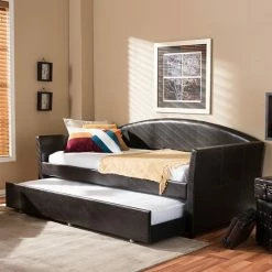 Baxton Studio London Faux-Leather Arched Twin Daybed & Trundle Brown 12 Baxton Studio London Faux-Leather Arched Twin Daybed & Trundle Brown -Baxton Studio Sales unnamed file 2194